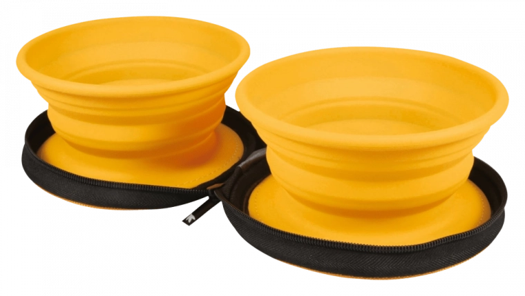 Rejseskål dobbelt til hunde og katte KiwiWalker, orange, 2 stk.