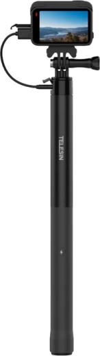 Selfie-stang med powerbank til actionkameraer og smartphones Telesin