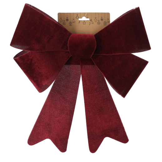 Velour-jule-sløjfe i bordeaux 36 × 51 cm