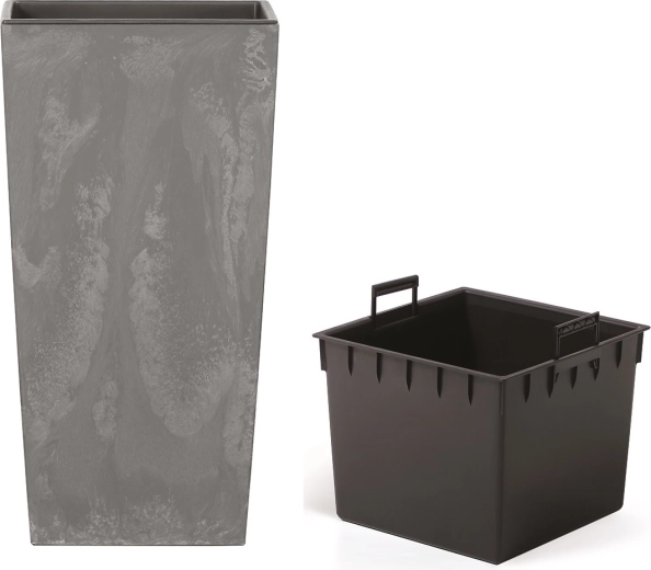 Urbi Square Beton Effekt plantekasse med indsats 32,5 × 32,5 × 61 cm marengo