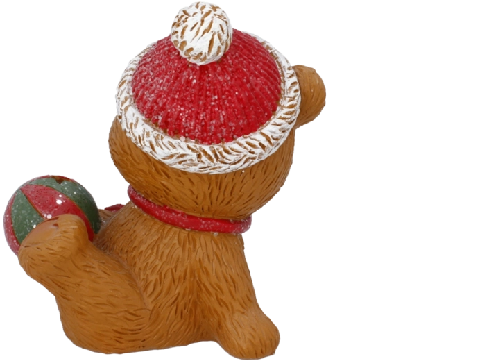Julefigur med LED af en bamse med en bold