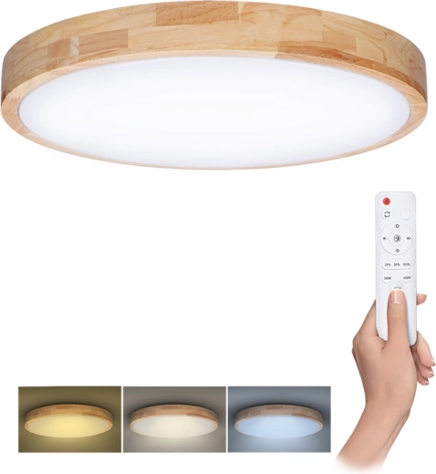 Solight LED loft- og væglampe med fjernbetjening Solid Oak 60 W, 51 cm, dæmpbar, CCT 3000–6500 K