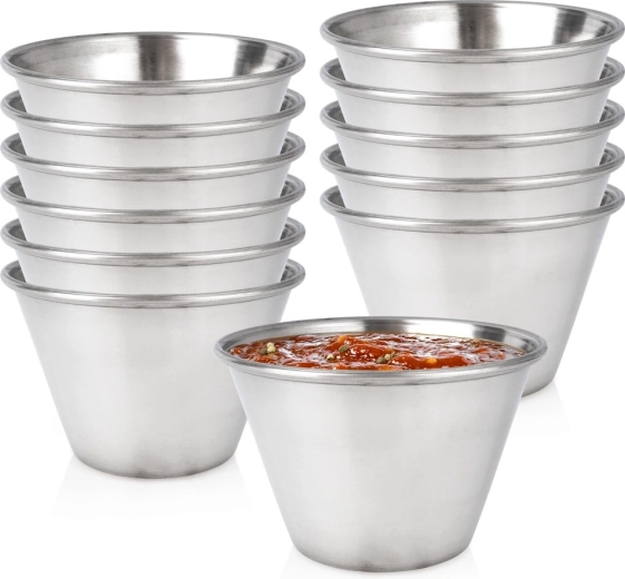 Vilde dip- og sauce-skåle i rustfrit stål 100 ml (12 stk.)