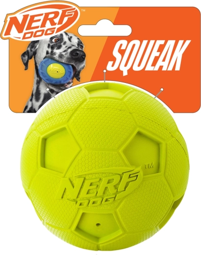 Nerf Dog pibende fodbold af gummi til hunde 10 cm