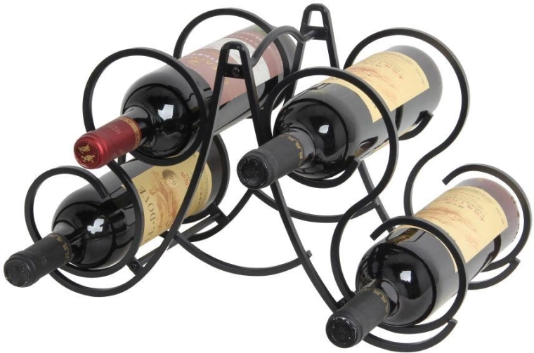 Stativ til 4 vinflasker, sort mat