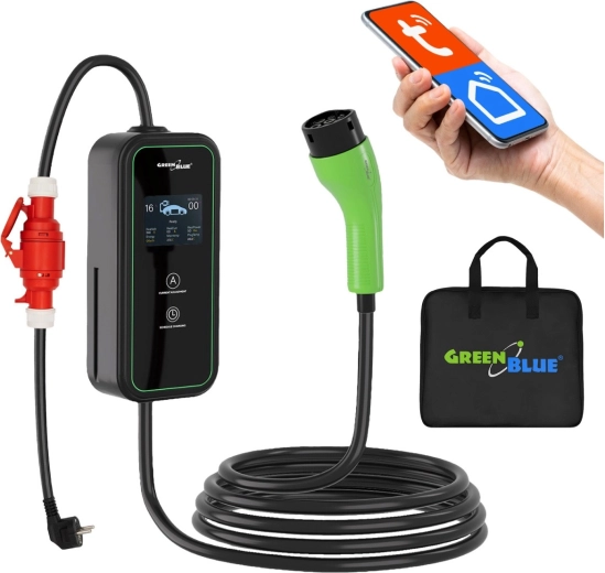 Bærbar oplader til elbiler og PHEV GreenBlue 11 kW Type 2 - 1 stk.