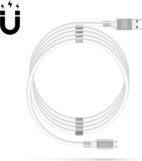 Magnetisk datakabel MicroUSB 2 A hvidt