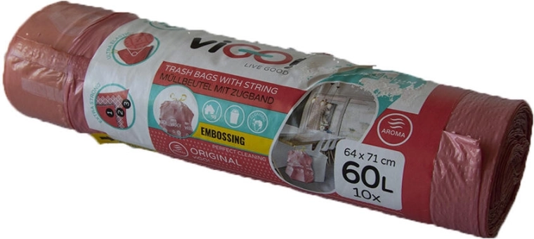 Affaldsposer med snørelukning med hindbærduft 60 l, 64 × 71 cm (10 stk) 4 Seasons