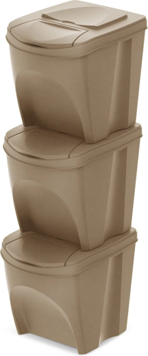 Sæt sorteringsspande Sortibox Eco Wood 3×25 l, naturo