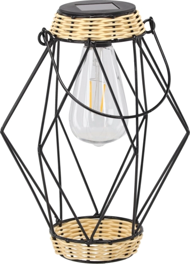 Solcelledrevet metal-lanterne sort 22 cm med LED