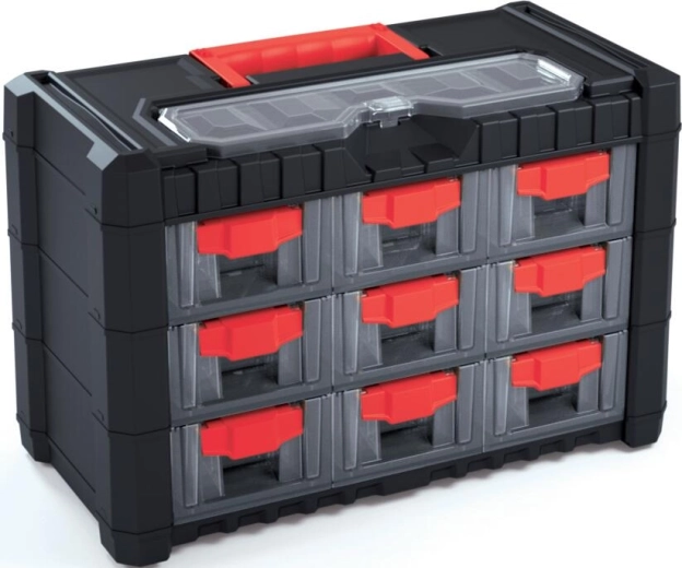 Plastikværktøjsskuffe CARGO 9+1, 400 × 200 × 260 mm