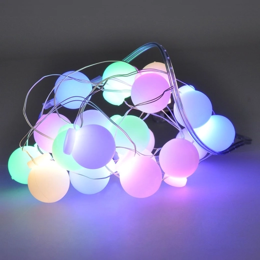 Solight LED-julekæde med farvede kugler 20 LED 2 m på batteri
