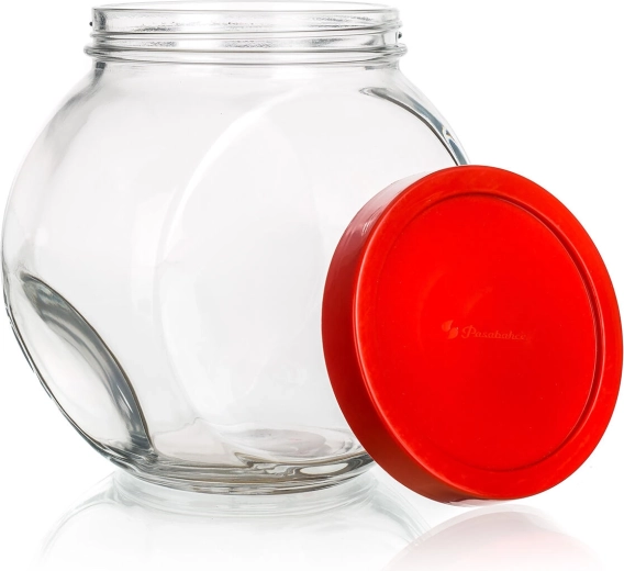 Glaskrukke WALLIBUCK 1,5 l med rødt skruelåg
