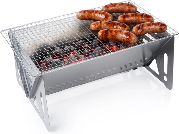Sammenklappelig grill i rustfrit stål til trækul Vilde 40 × 24 cm