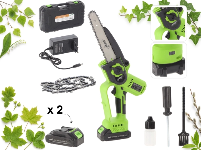 Batteridrevet mini-kædesav 20 cm, 900 W, 21 V