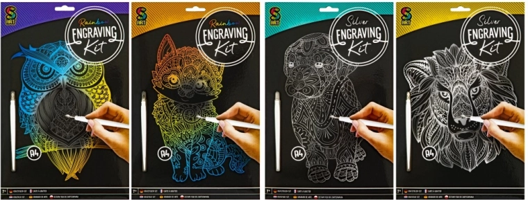 GRAFIX regnbue skrabe-billede kat