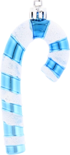 Sæt med 4 juleornamenter stribet sukkerrør 9 cm – blå