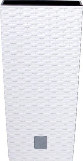 Hvid rattan-blomsterkrukke med firkantet indsats 17 × 17 × 32,4 cm