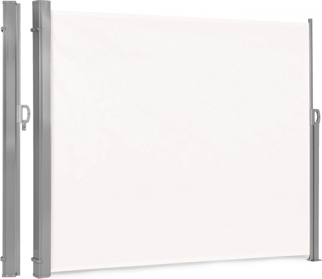 Sammenklappelig side-markise, rullegardin, afskærmning til have og terrasse, beige farve