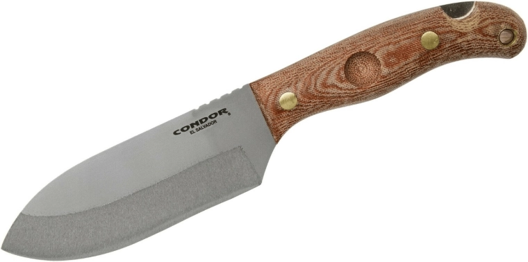 Udendørskniv Condor Toki 12 cm med micarta-håndtag og læderskede