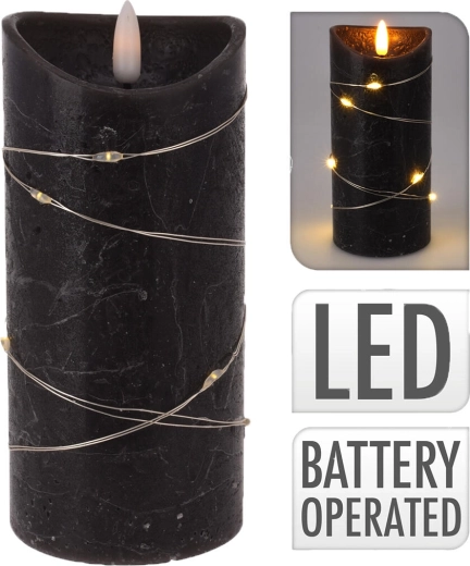 LED-lys cylinder 7 × 15 cm, sort