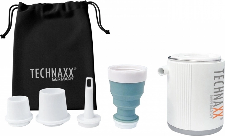 Technaxx mini batteriluftpumpe med LED-lys