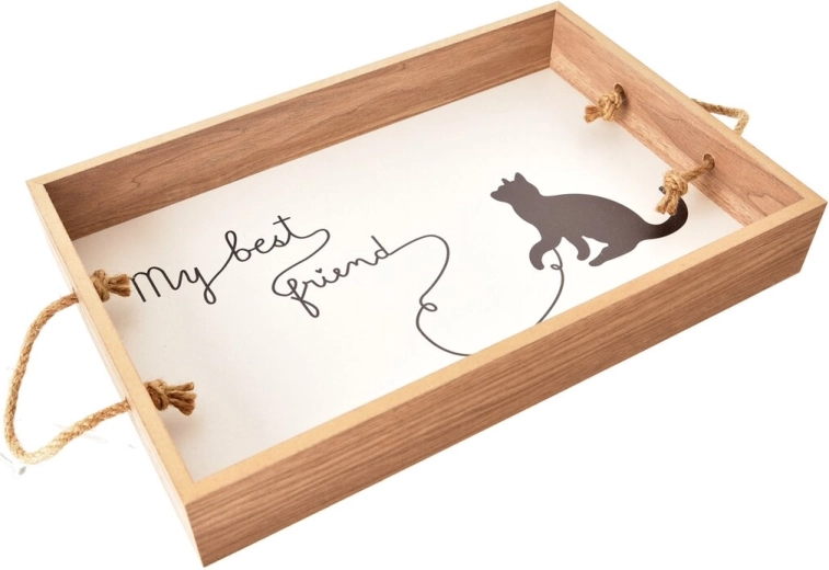 Træserveringsbakke Lovely Cat 38 × 25 cm