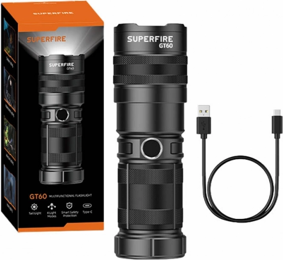Lommelygte Superfire GT60 2600 lm med USB-C