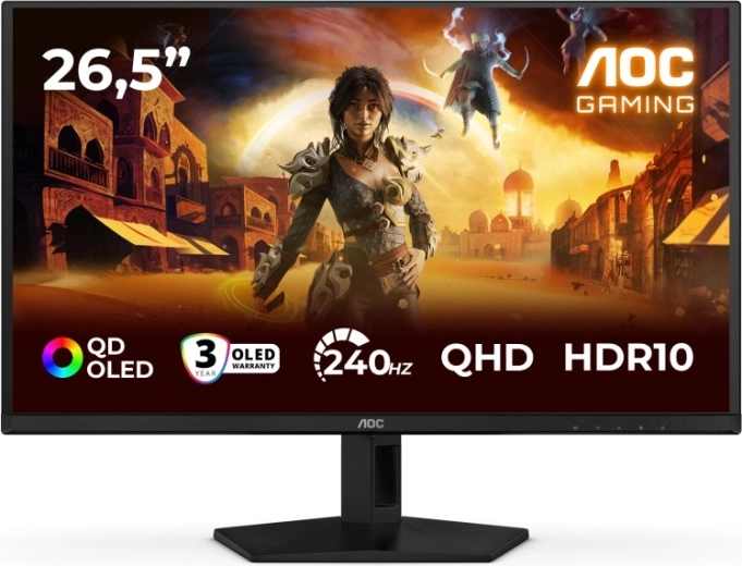 Gamingmonitor 26,5" QD‑OLED 240 Hz med HDMI og DisplayPort