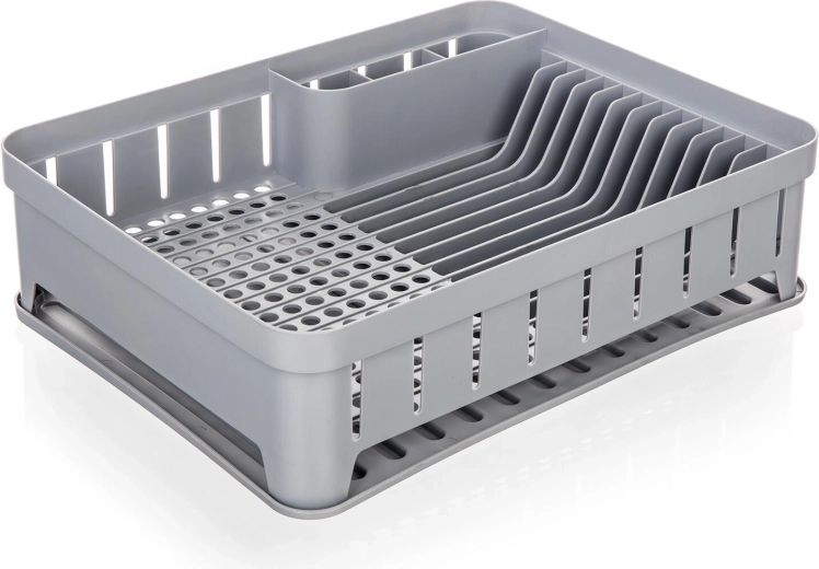 Opvaskestativ med bakke, grå, 40 × 31 cm