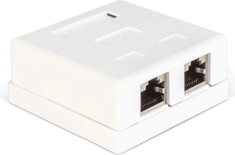 Dobbelt vægmonteret netværksudtag RJ45 Cat.6 FTP