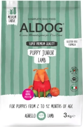Aldog Puppy-Junior lam til hvalpe af mellemstore og store racer 3 kg