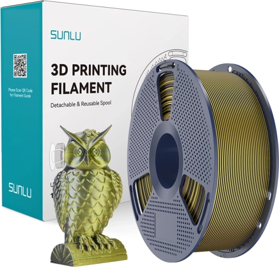 Sunlu PLA+ Silk tofarvet filament sort og guld