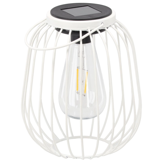 Hvid solcelle lanterne i metal 19 cm