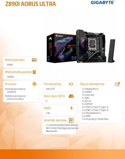 Bundkort Z890I AORUS ULTRA