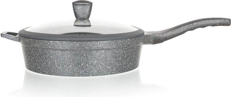 Dyb stegepande 28 cm med non-stick belægning Granite Grey med glaslåg