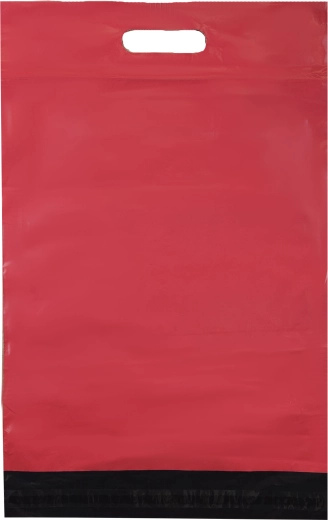 Røde kurér-plastposer med bærehåndtag 400 × 500 + 70 mm, 50 stk., print Thank You