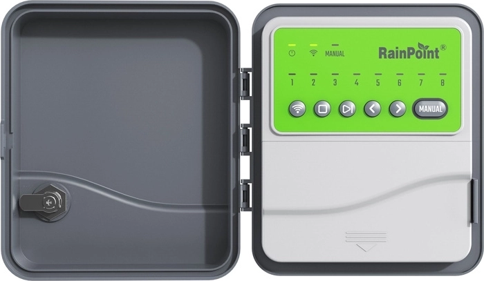 RainPoint smart Wi‑Fi vandingscontroller til 8 zoner (AC)