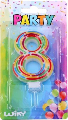 Fødselsdagslys til kage tal 8 med holder