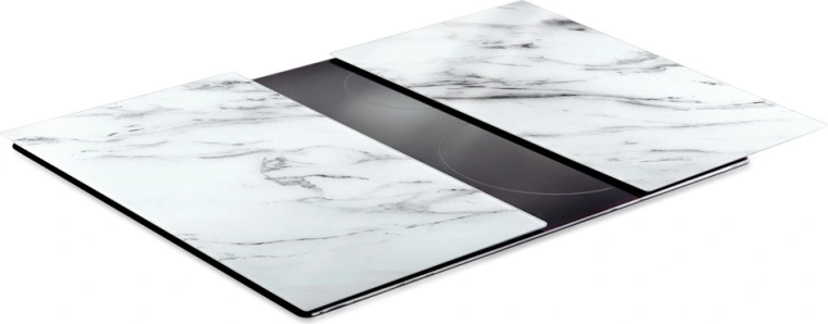 Vilde glas-skærebrætter og kogepladeoverdækning hvid marmor 2 stk. 60 × 52 cm