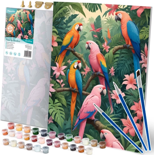 Maling efter tal 40 × 50 cm Massido papegøjer