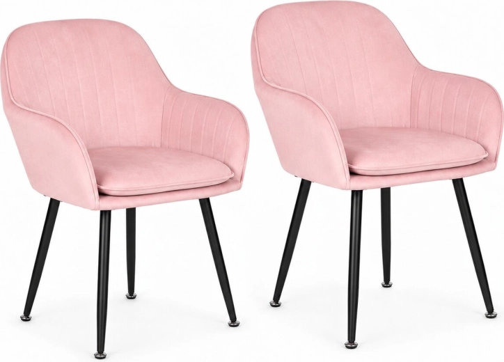 ModernHome sæt med 2 polstrede velourstole i pink