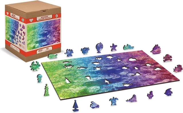 Dobbelt­sided træpuslespil Koralrev 2-i-1, 100 brikker