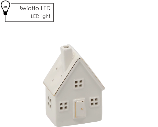 Julehus i keramik med LED-belysning 14,2 cm