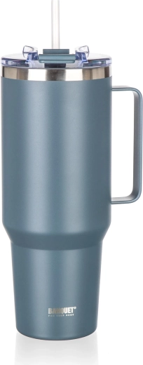 Termokrus med hank 1200 ml TWAIN i rustfrit stål, mørkegrå