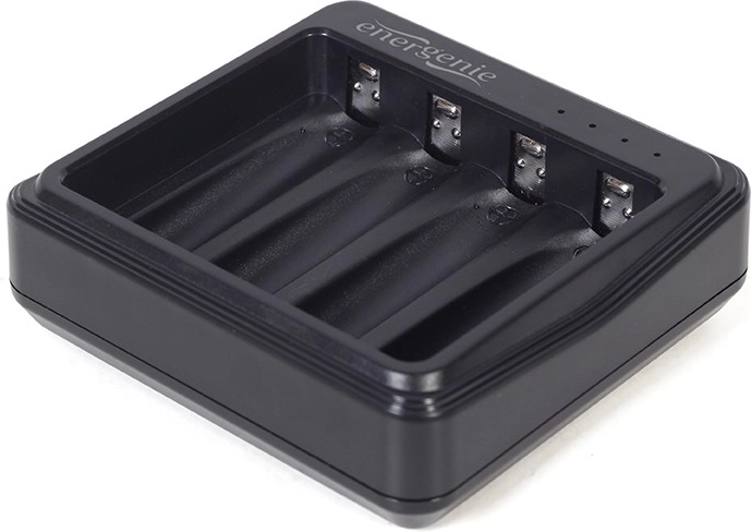 USB-oplader til AA/AAA-genopladelige batterier, sort