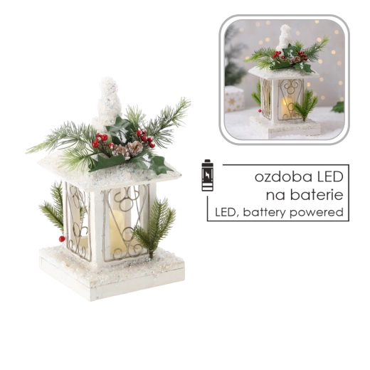Hvid jule-LED-lanterne med lys 17 × 17 × 32 cm