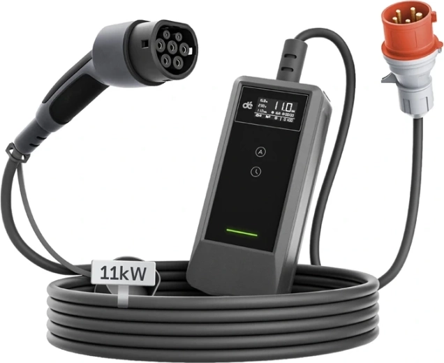 Bærbar DEPOW-oplader til elbiler, 11 kW, med 20 m type 2-kabel