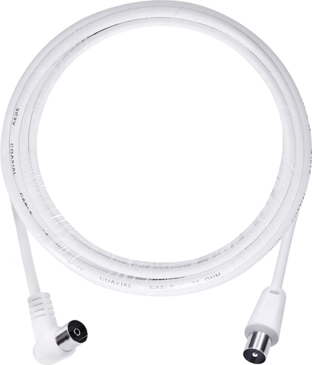 Solight koaksialt antennekabel 3C2V med kombinerede stik 5 m hvidt