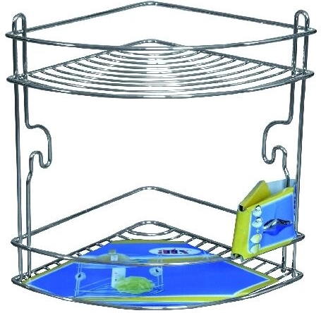 Hjørne hylde med to niveauer STICK, krom, 20 × 20 × 26 cm